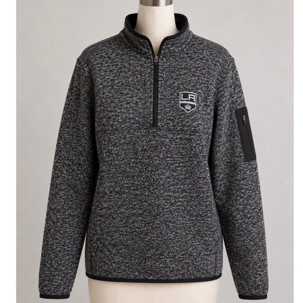 Antigua LA Kings Pullover Women Medium Charcoal Good NHL Hockey Quarter Zip